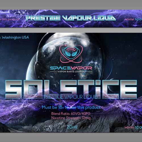 Space Vapor E-Juice Label Design