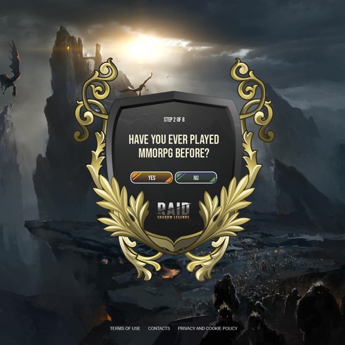 Quiz landing page for a PC game