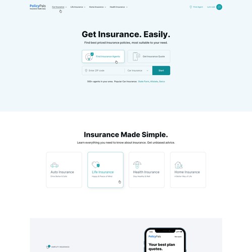 Engaging and professional insurance website re-design