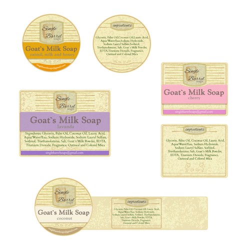 Create a vintage, colorful product label for Single Barrel Soaps