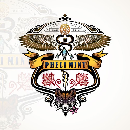 Design a coat of arms with a twist for a new minting company making unique bullion