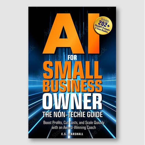 Business AI Cover – Glowing Grid & Orange Impact