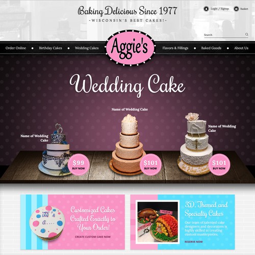 Homepage of Aggie's Bakery and Cake Shop