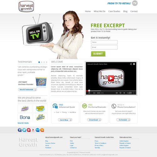 **Website for infomercial producer**