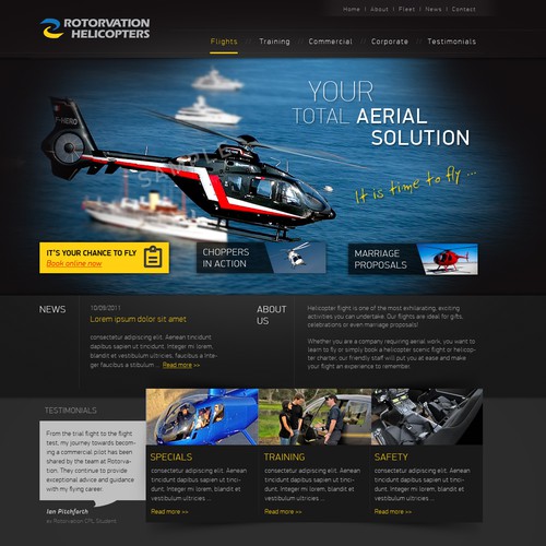 website design for Rotorvation Helicopters
