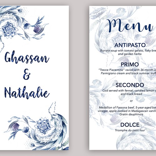 Wedding Menu for G&N