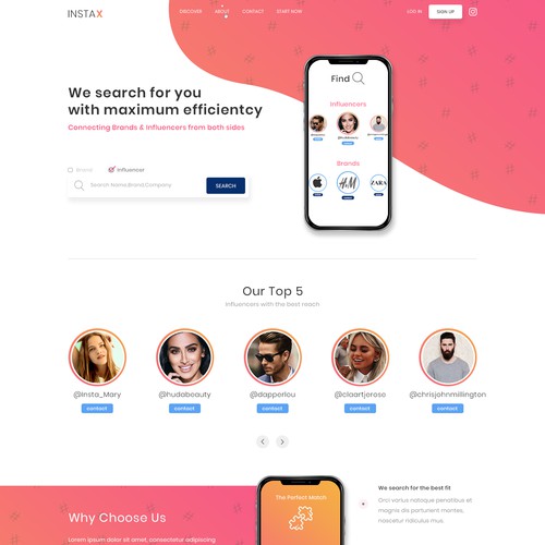 Website for influencer search platform