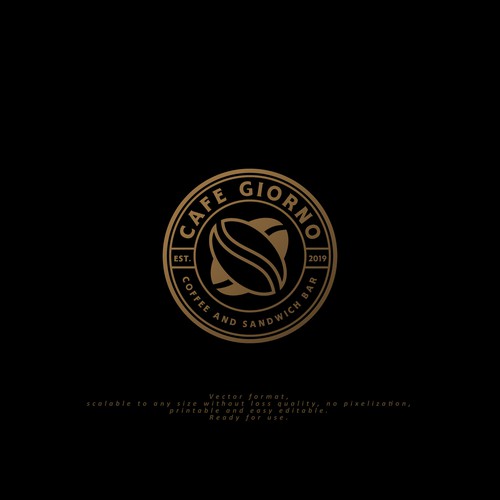 Circle logo for coffee and sandwich bar "Cafe Giorno"