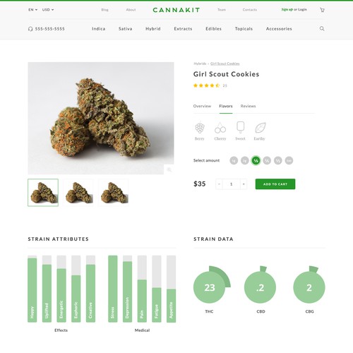 Product Page design for Dispensary Website