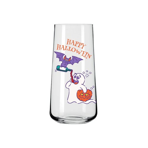 "Happy Hallowein" illustration for a drinking glass