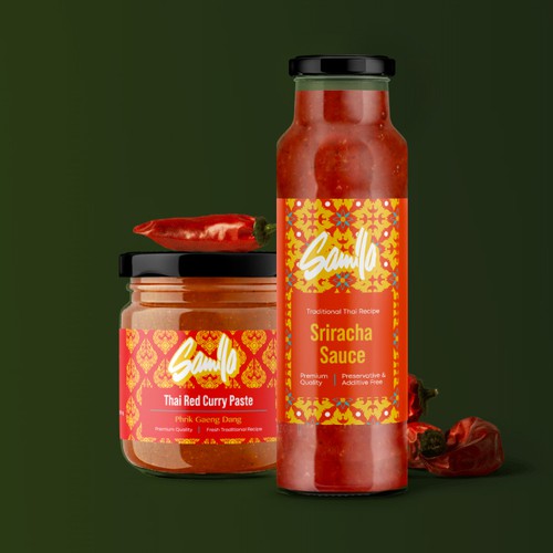 Curry and Hot Sauce Label Designs