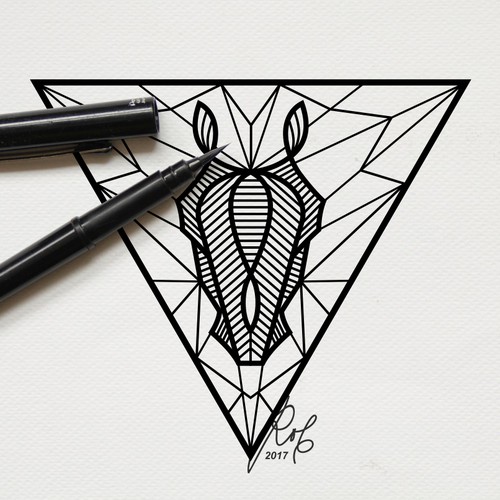 A tattoo design horse geometric pattern