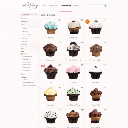 website design for cupcake business, Sixteen Frostings