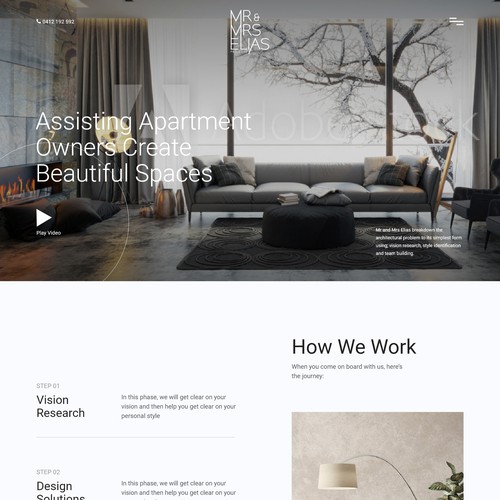  Website design for "Mr and Mrs Elias". Assisting apartment owners create beautiful spaces