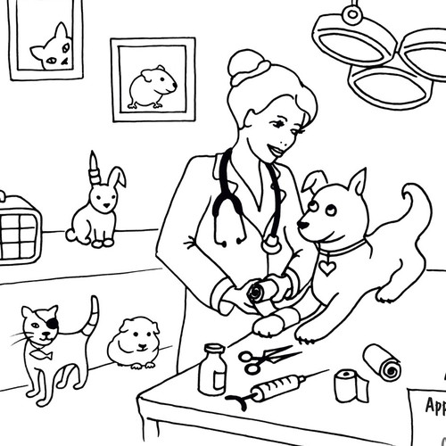 Create a Kid-friendly Veterinary Picture to promote Glen Mills Veterinary Hospital