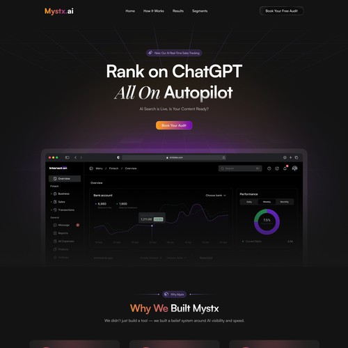 MYSTX.ai Website landing page