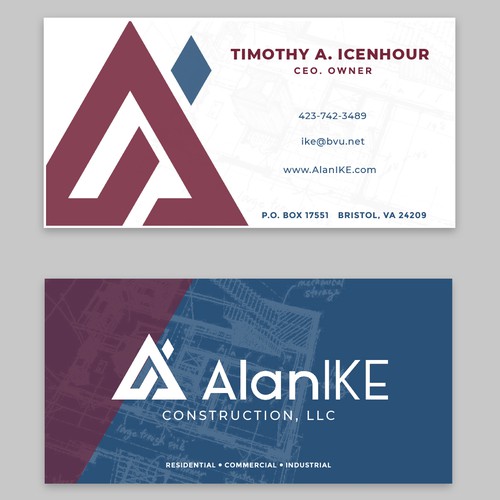 Business card design for construction company