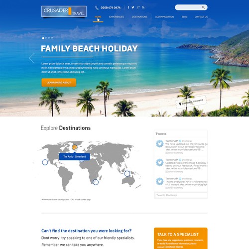 Design 2 web pages for a small travel agent