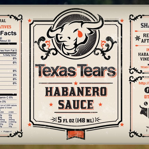 Texas Tears - Habanero Sauce and Bloody Mary Mix Label