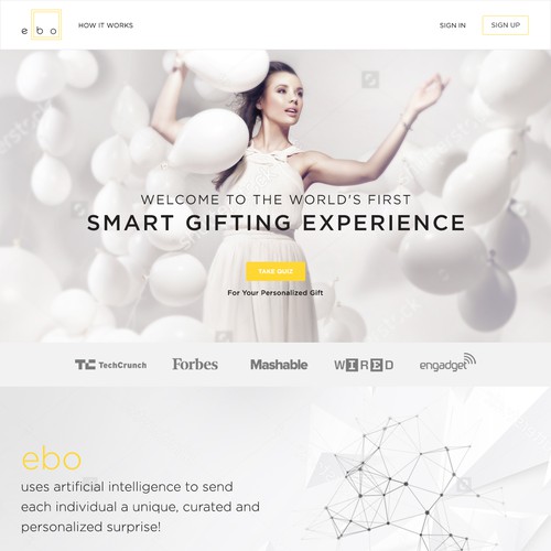 Modern landing page for a Gifting Service