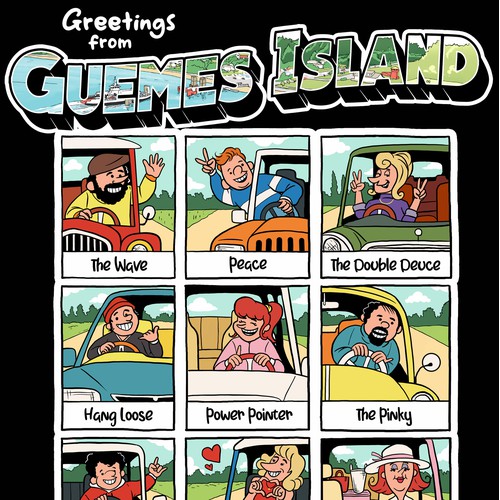 Comic Style T-shirt for Guemes Island