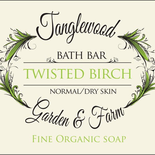 Create an enchanting label for Tanglewood Garden & Farm organic soap