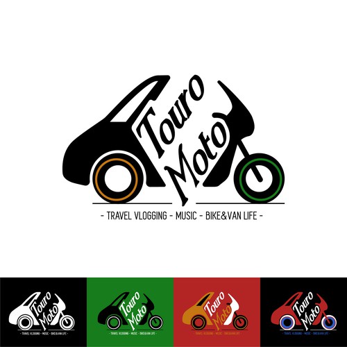 Playful adventure logo for traveling couple