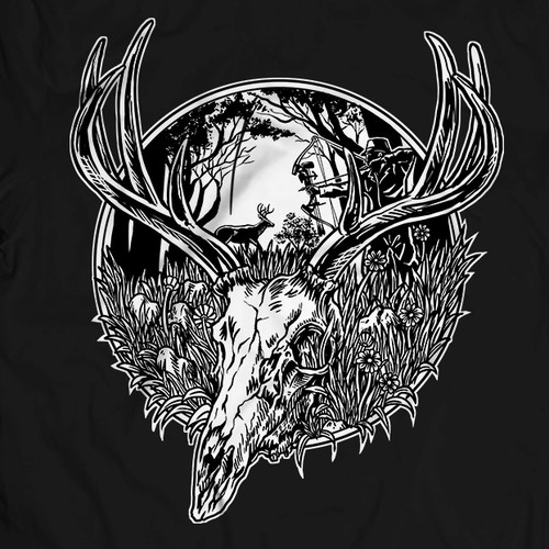 Hunting theme deer skull t-shirt