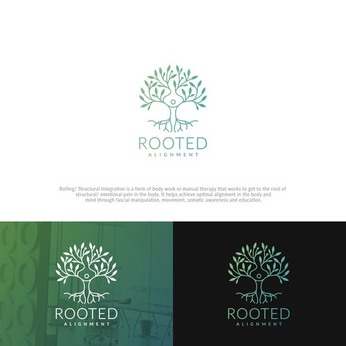 Rooted Alignment, a manual therapist logo design 