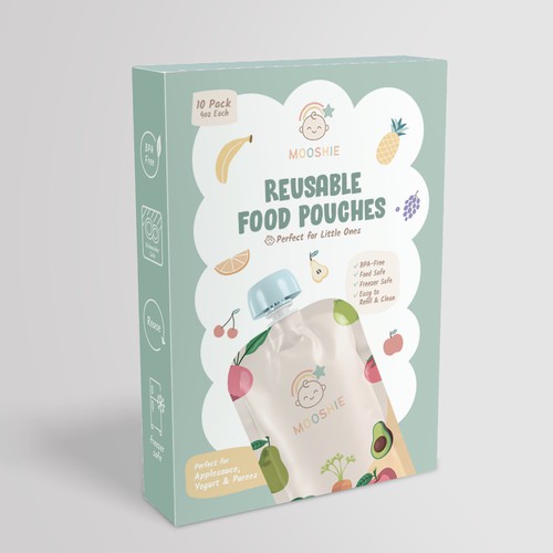Winning design- Mooshie Reusable Food Pouch Packaging