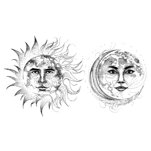 Sun and Moon Tattoo Illustration