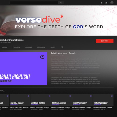 Youtube Banner for VerseDive