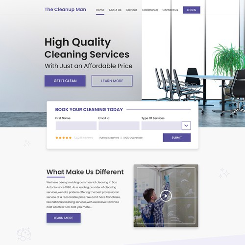 Homepage design for thecleanupman.com