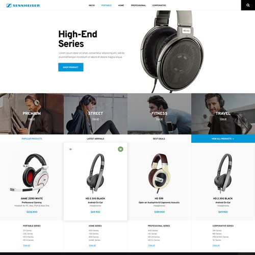 Category page for an official Sennheiser reseller in Chile