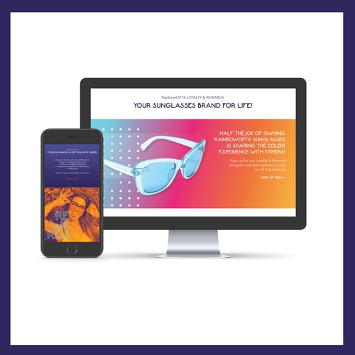 Bright & Colorful design for sunglasses website