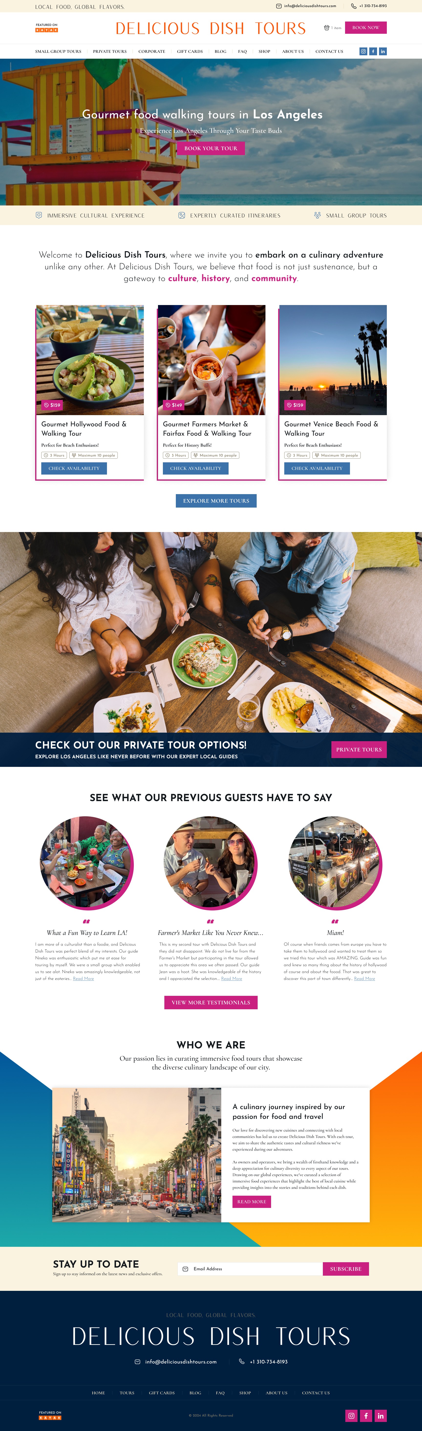 Elegant and Fun Website for Premium Food Tour Company
