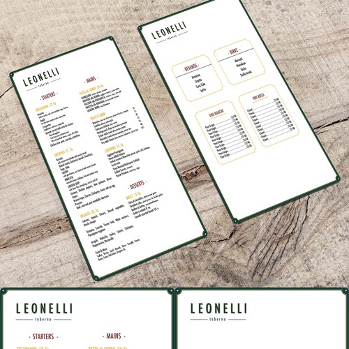 Menu Design for LEONELLI New NYC Restaurant