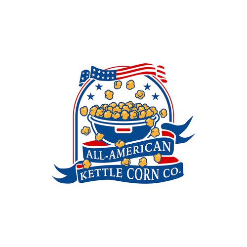 A Classic Logo for American Popcorn Company run by retired army men.