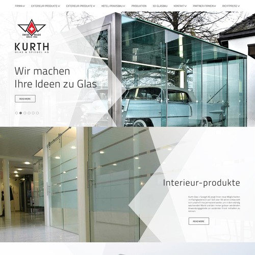 redesign for our website http://www.kurth-glas.ch