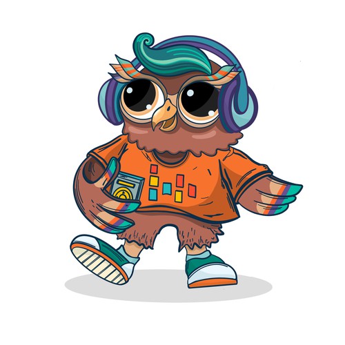 Owl with headphones - character concept