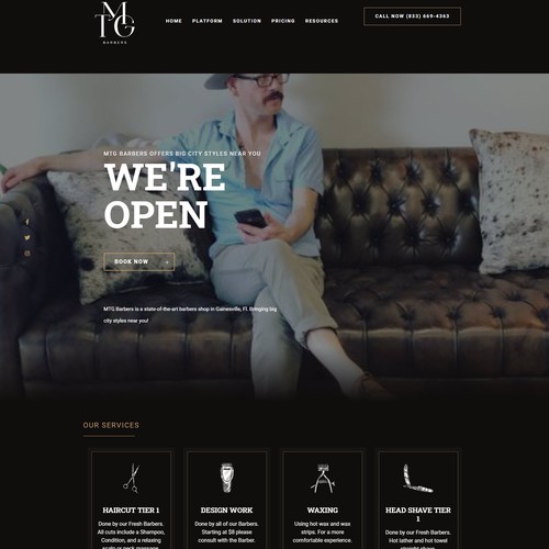 Classy website for a barber shop