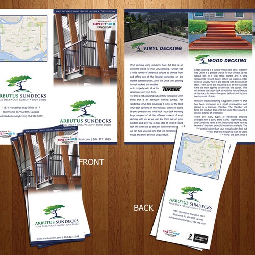 Create a clean attractive Brochure for a high end sundeck company