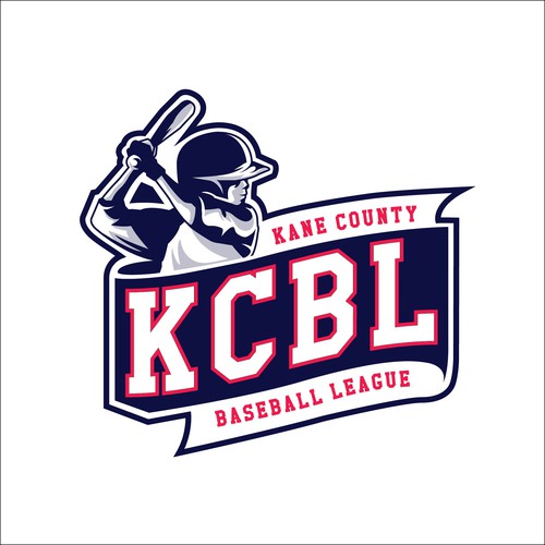 Logo with illustration of kids baseball player