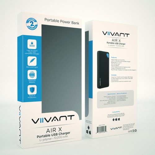 Product Packaging for Viivant Portable USB Charger