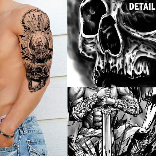 Tattoo skull vs angel 