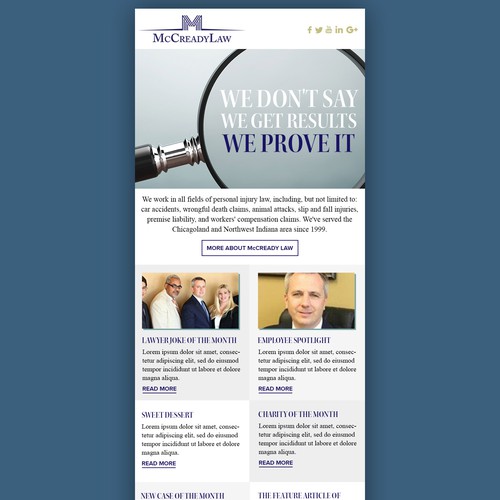 Newsletter re-design for personal injury lawyer