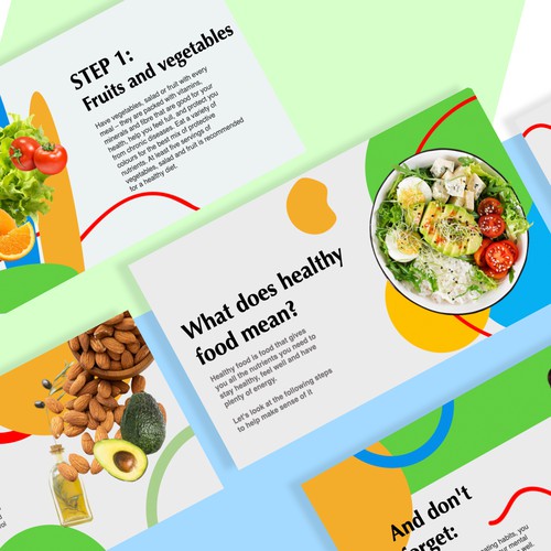 Creating a design presentation on proper nutrition