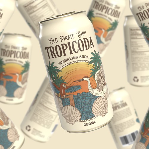 Tropical Cola Soft Drink Can Label Design
