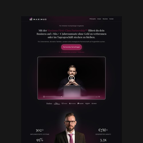 High-End "Private Equity" Style Landing Page for Business Consultant
