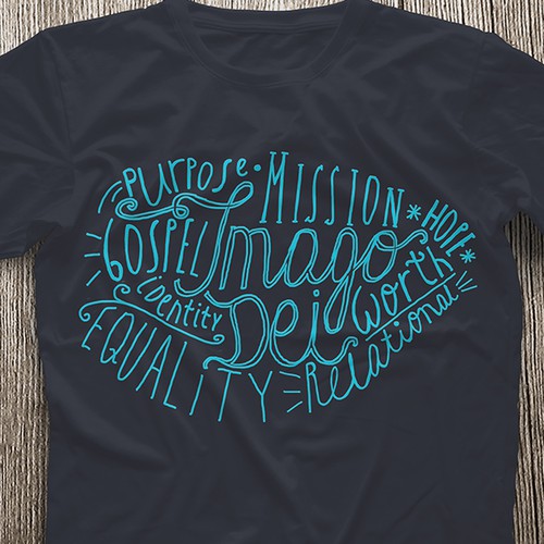 Create a hip, minimal typography-based shirt for our urban missions program